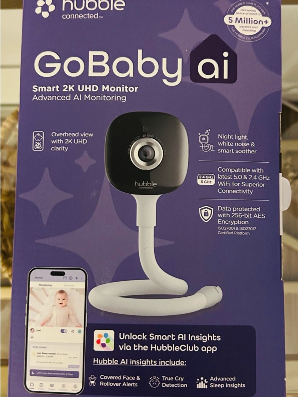 Hubble GoBaby ai Smart 2K UHD Monitor - White